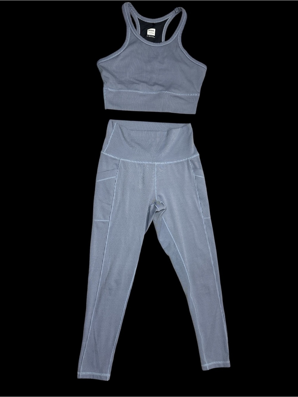 Prana workout top and leggings in Steel Blue